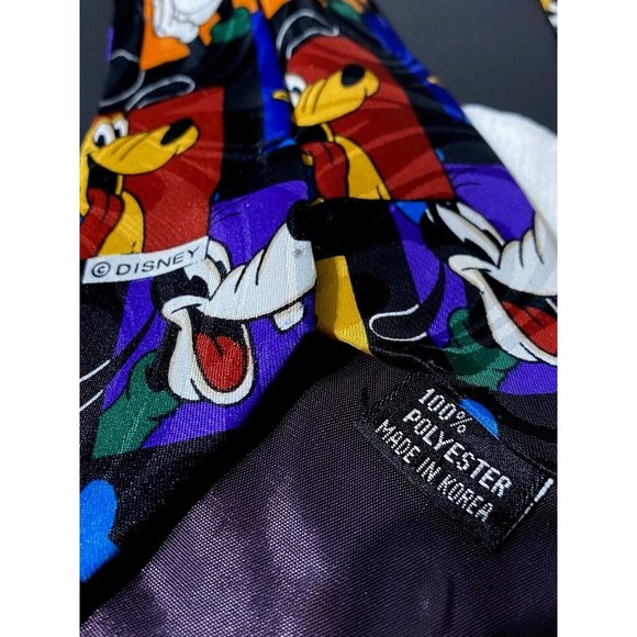 Disney Mickey Goofy back label is missing Character Color Block Polyester Tie - Picture 3 of 5